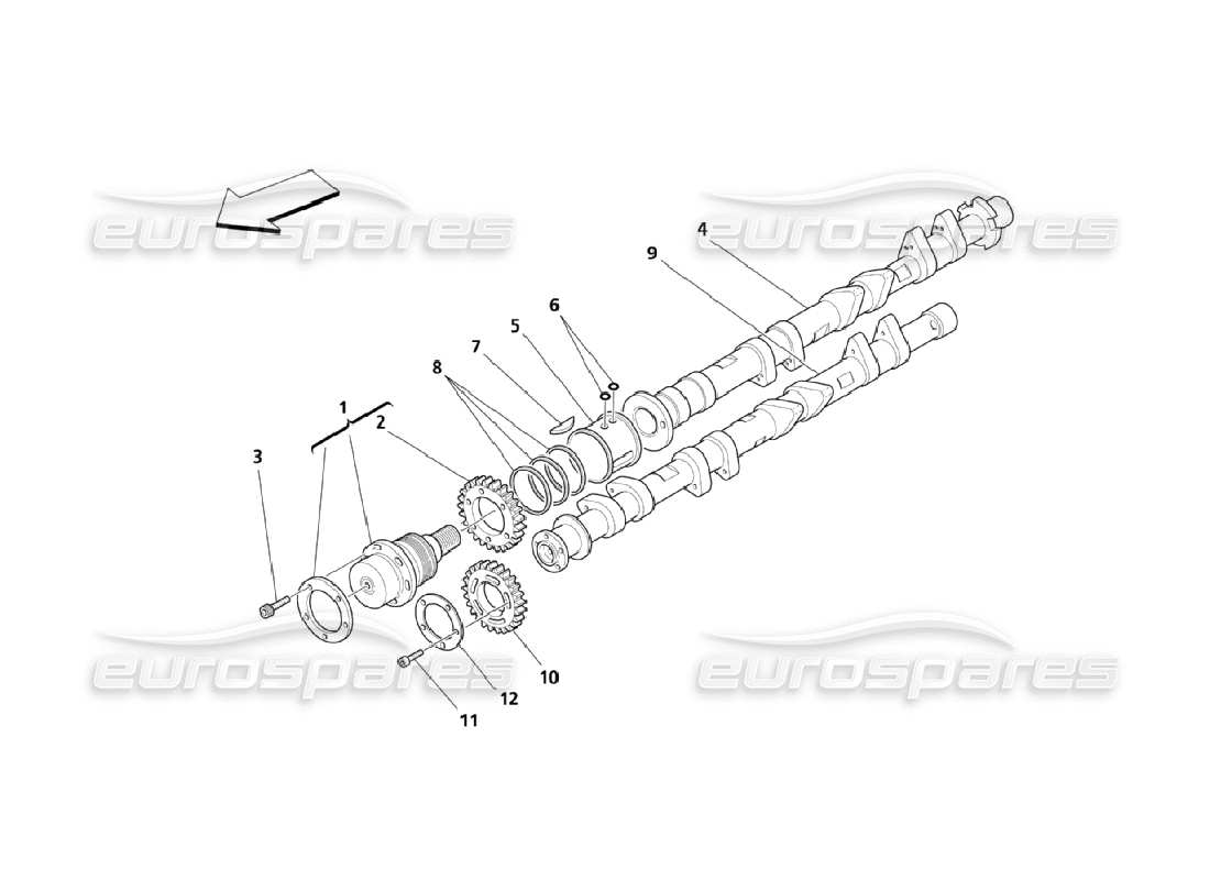 Maserati QTP. (2006) 4.2 Camshafts For RH Cylinder Head Parts Diagram