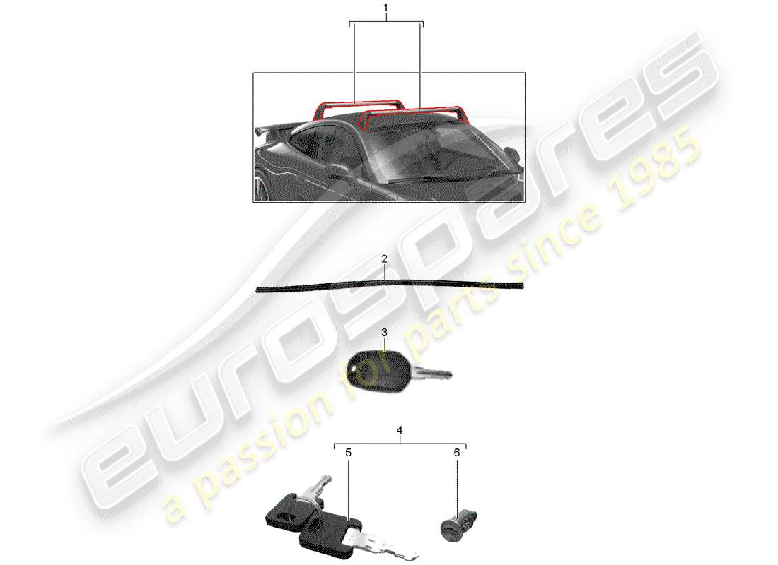 Porsche Tequipment 98X/99X (2020) ROOF LUGGAGE RACK Part Diagram