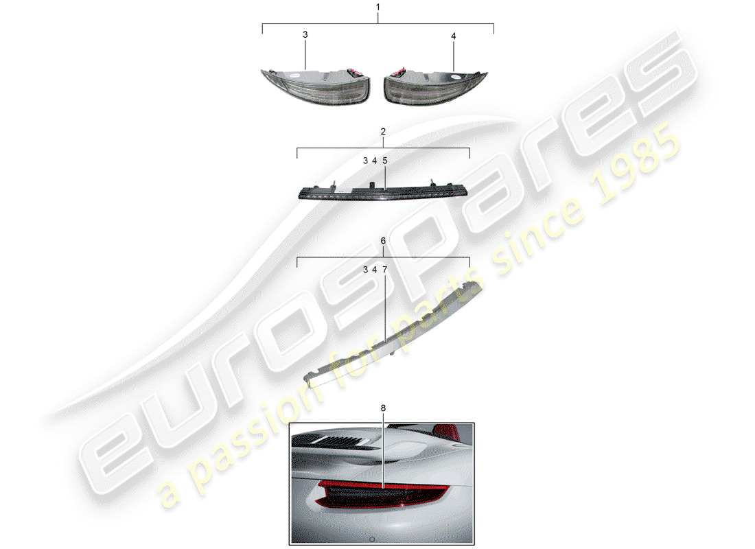 Porsche Tequipment 98X/99X (2020) REAR LIGHT Part Diagram