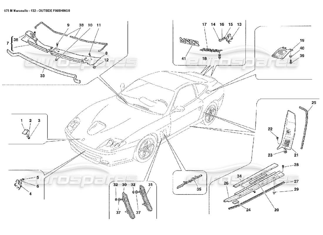 Ferrari 575M Maranello Outside Finishings Parts Diagram