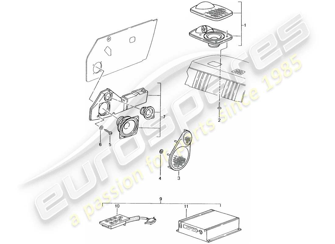 Porsche Tequipment catalogue (1998) Sound System Part Diagram