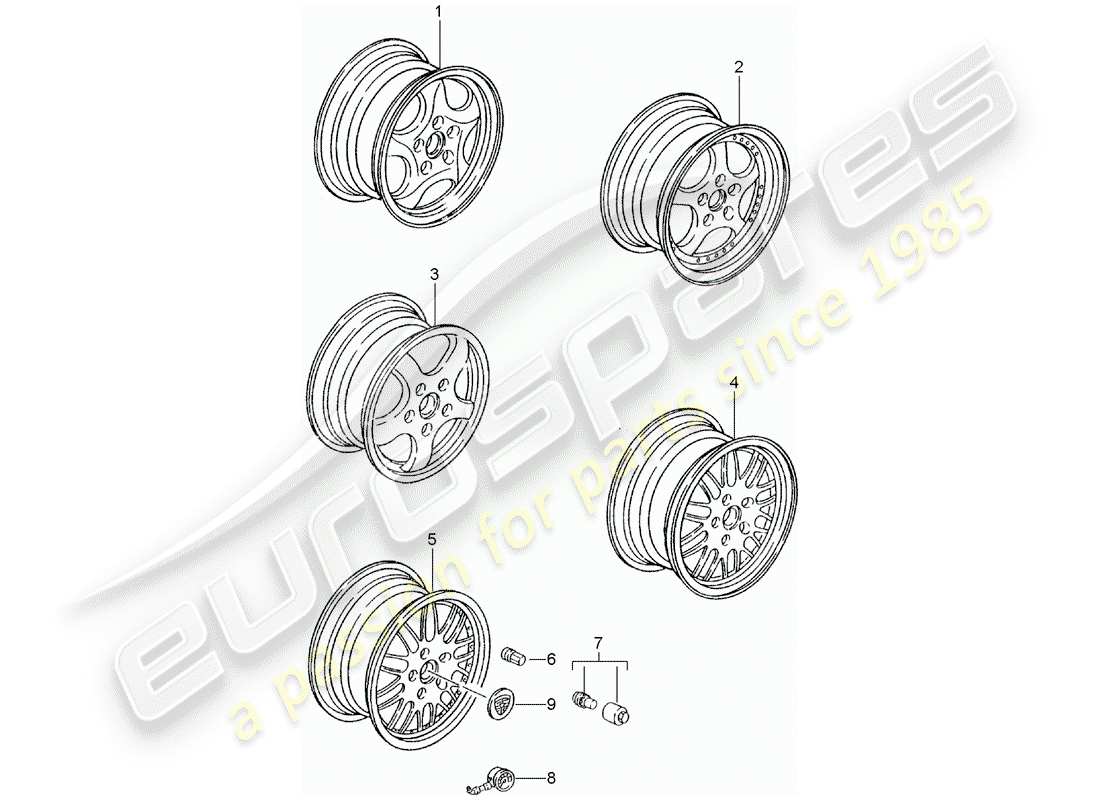 Porsche Tequipment catalogue (2004) ALLOY WHEEL Part Diagram