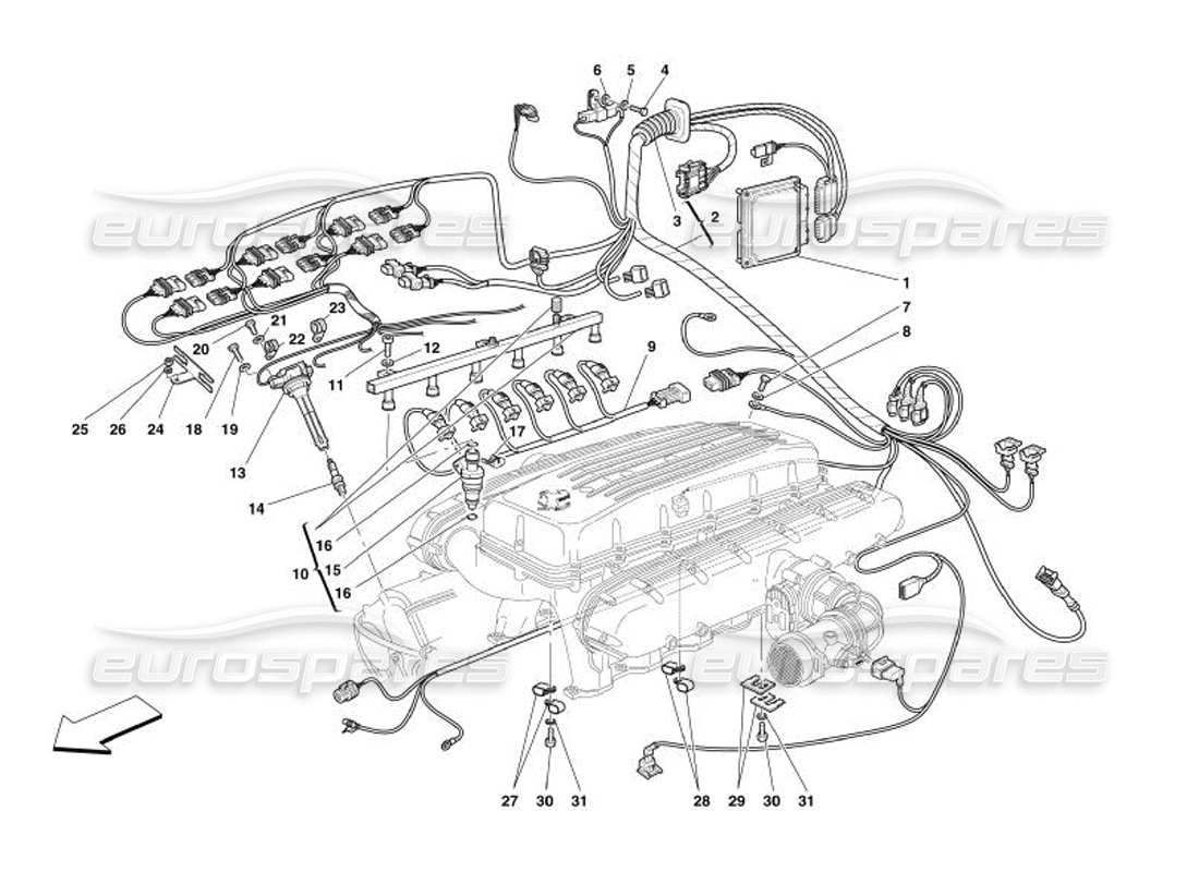 Ferrari 575 Superamerica Injection - Ignition Device Parts Diagram