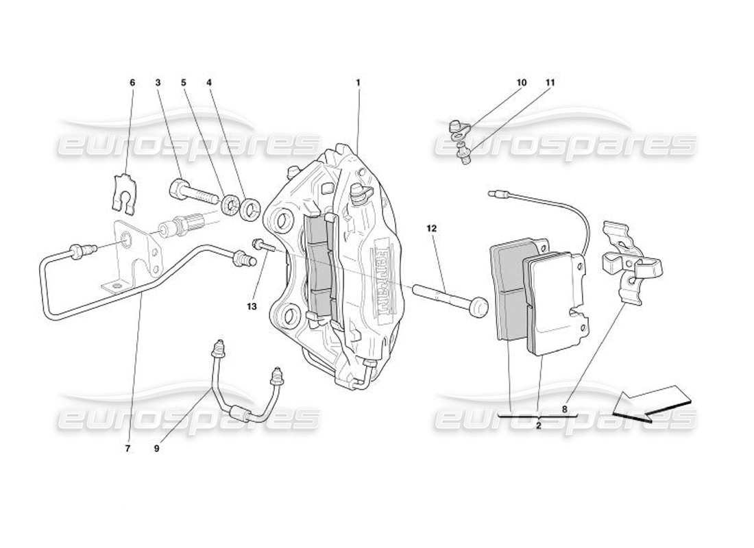 Ferrari 575 Superamerica Caliper for Front Brake Part Diagram
