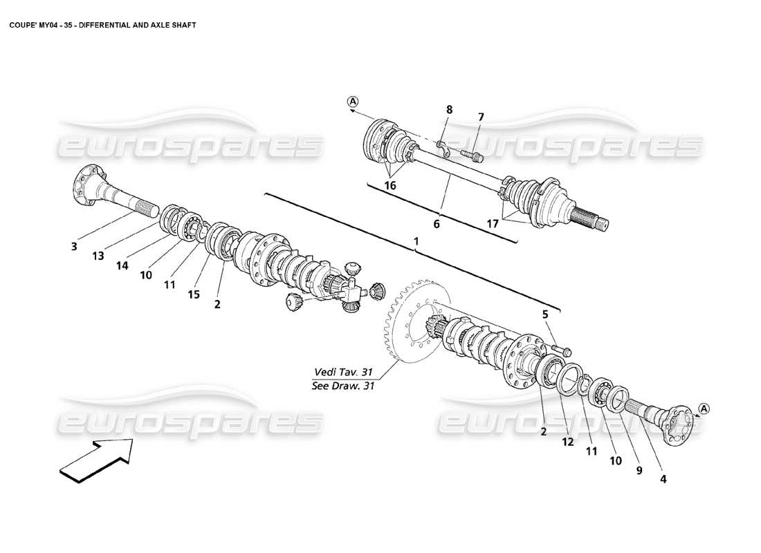 Maserati 4200 Coupe (2004) Differential & Axle Shafts Part Diagram