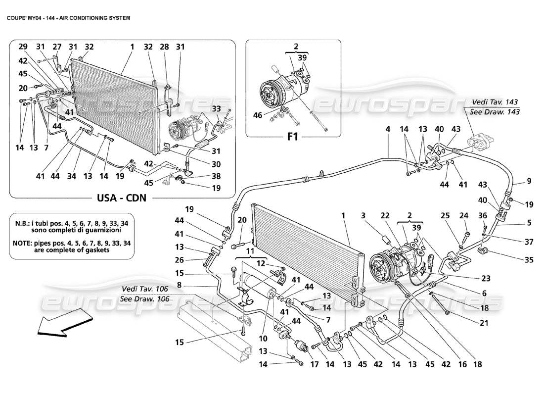 Maserati 4200 Coupe (2004) air conditioning system Part Diagram