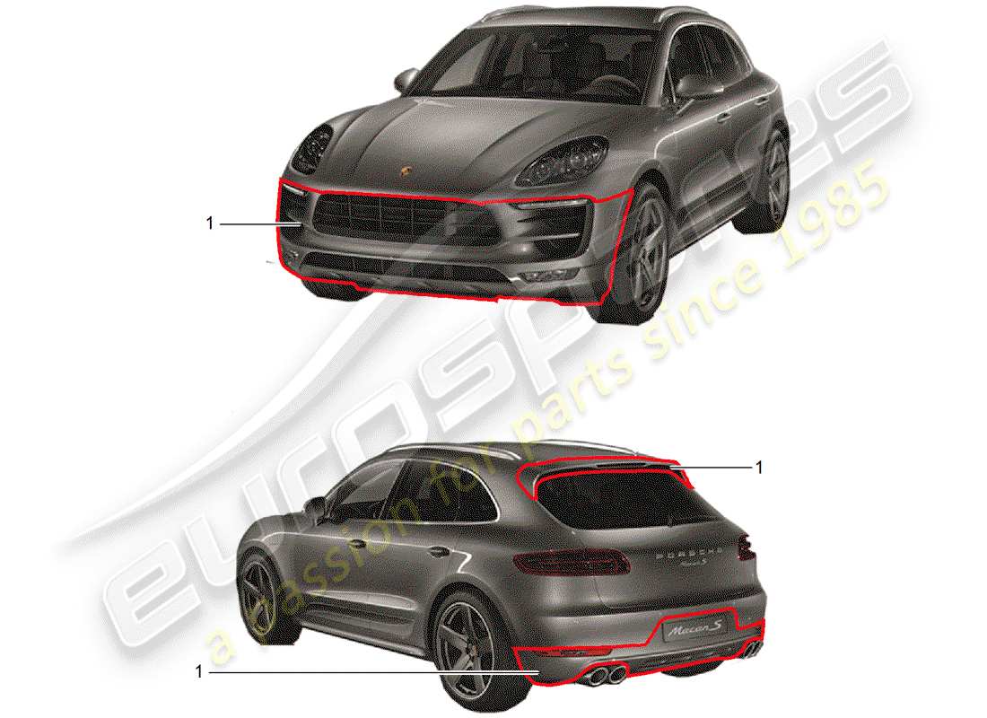 Porsche Tequipment Macan (2015) Sport Design package Part Diagram