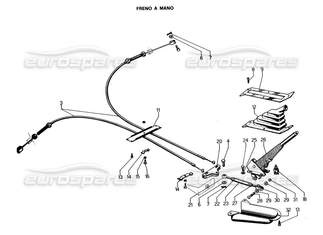 Lamborghini Espada Handbrake (0 to 800)(Cambio Aut)(Gran Bret, Irlanda, Australia) Parts Diagram