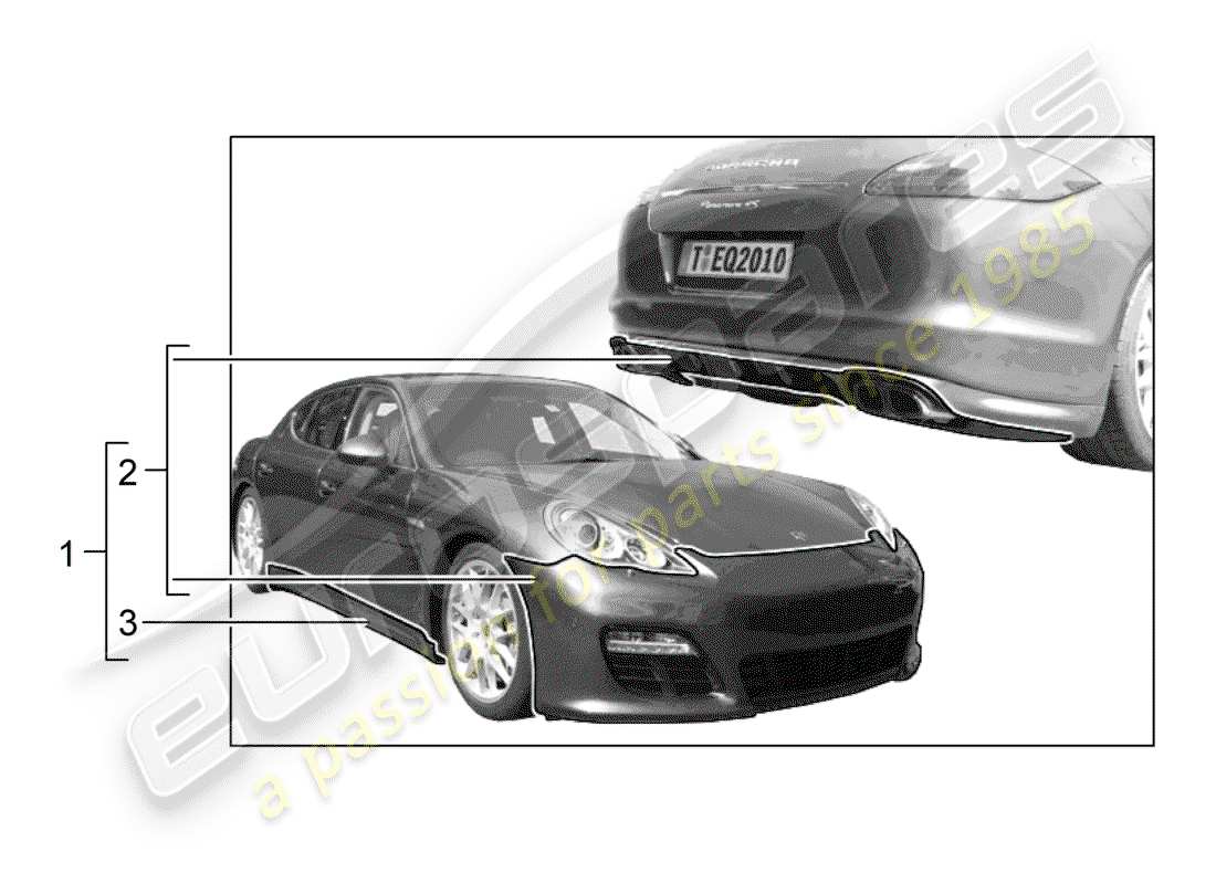 Porsche Tequipment Panamera (2017) Sport Design package Part Diagram