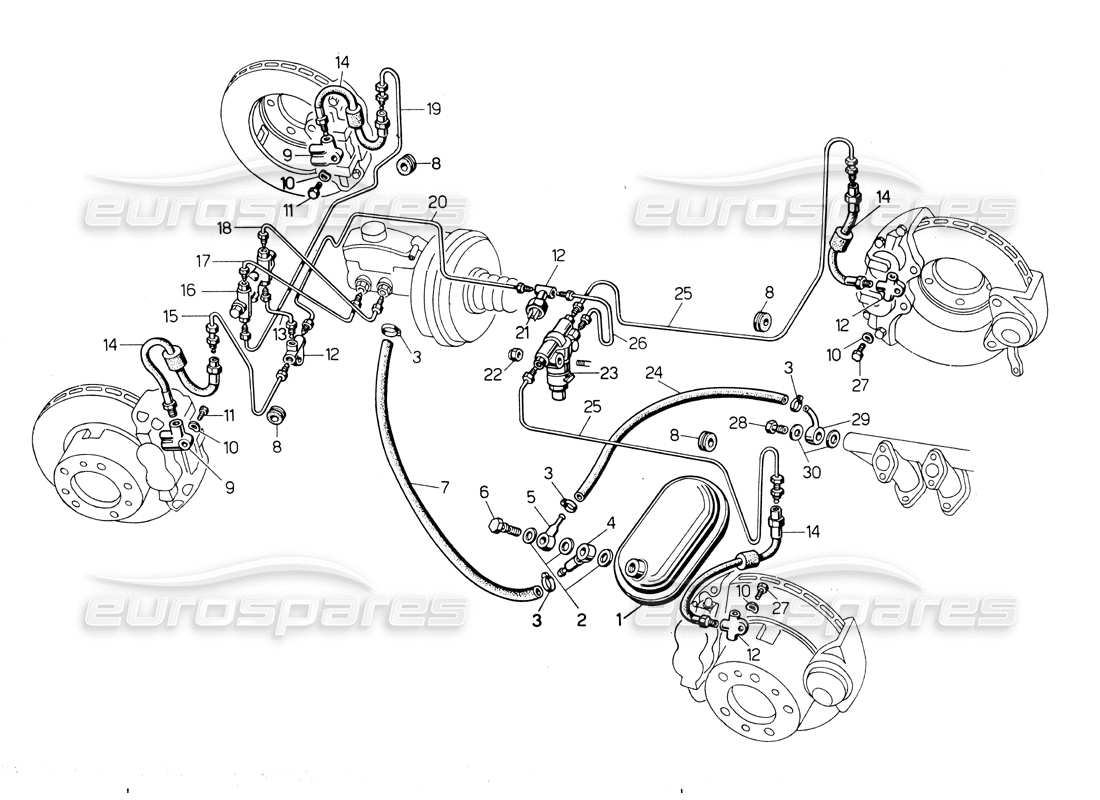 Lamborghini Countach LP400 Braking system Parts Diagram