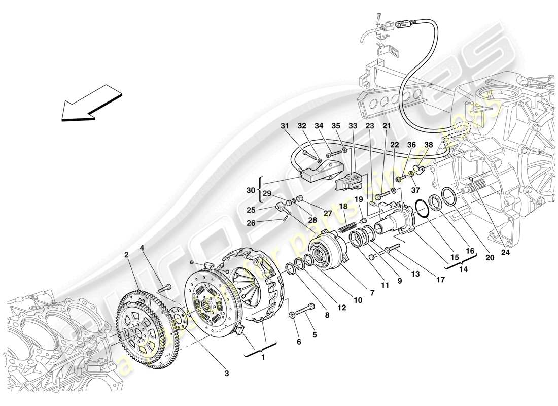 Maserati MC12 Clutch and Controls Parts Diagram
