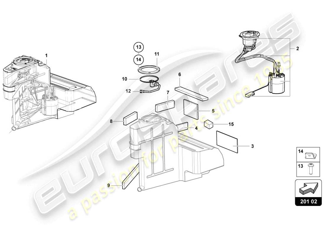 Lamborghini LP720-4 Coupe 50 (2014) FUEL TANK Part Diagram