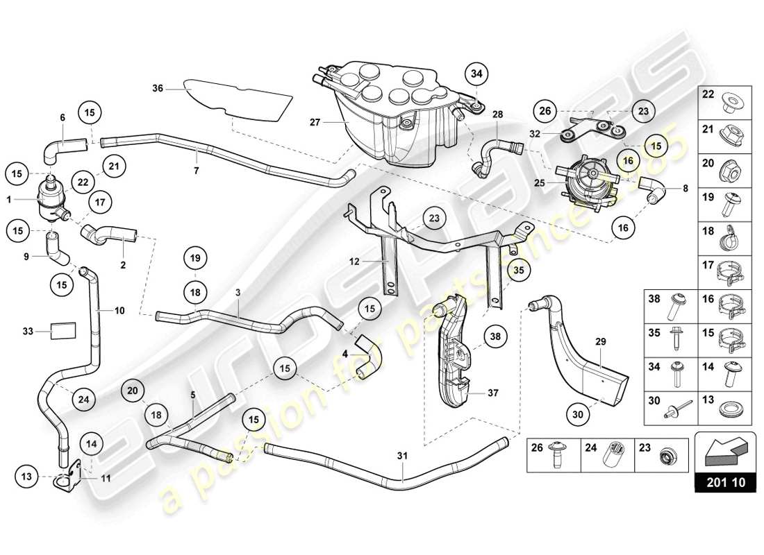 Lamborghini LP720-4 Coupe 50 (2014) ACTIVATED CARBON FILTER SYSTEM Part Diagram