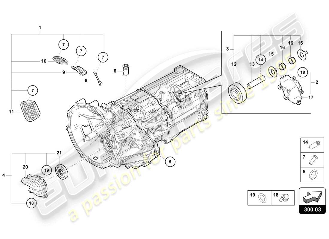 Lamborghini LP720-4 Coupe 50 (2014) OUTER COMPONENTS FOR GEARBOX Part Diagram