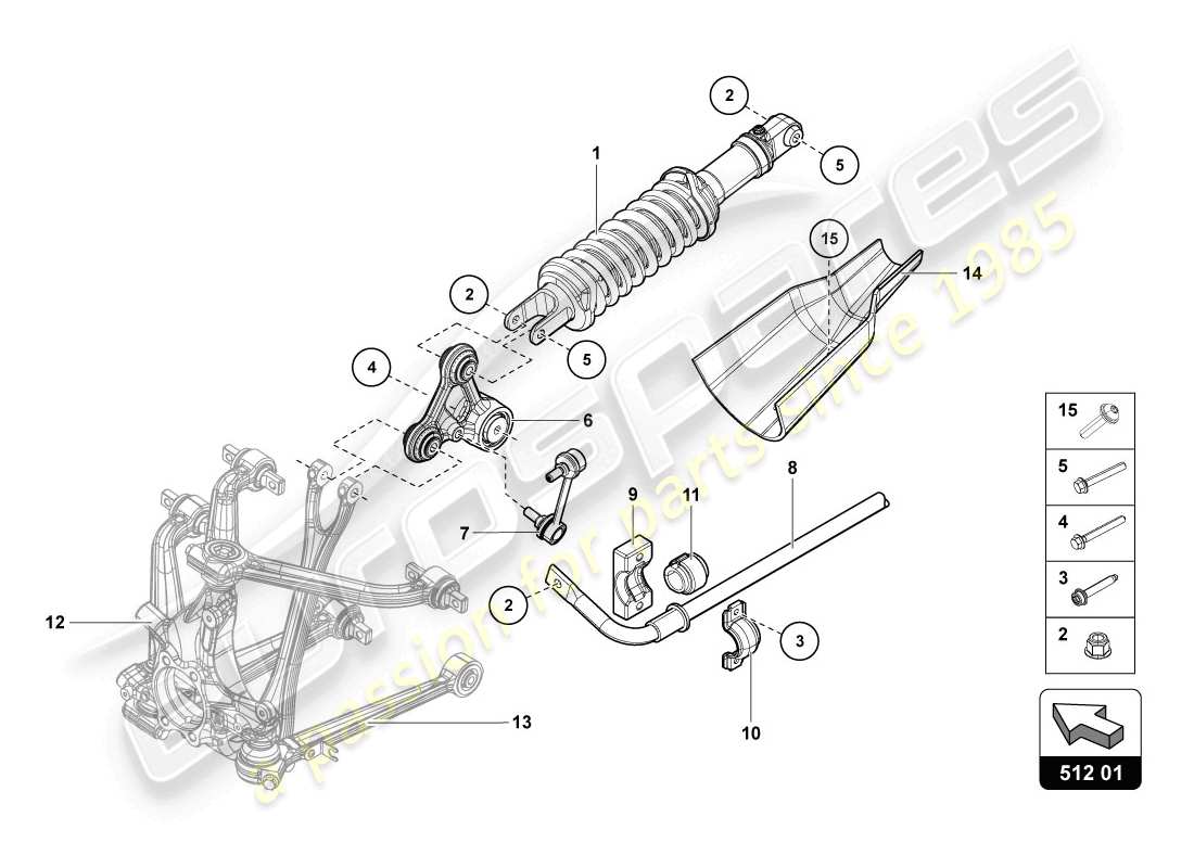 Lamborghini LP720-4 Coupe 50 (2014) Shock Absorbers Part Diagram