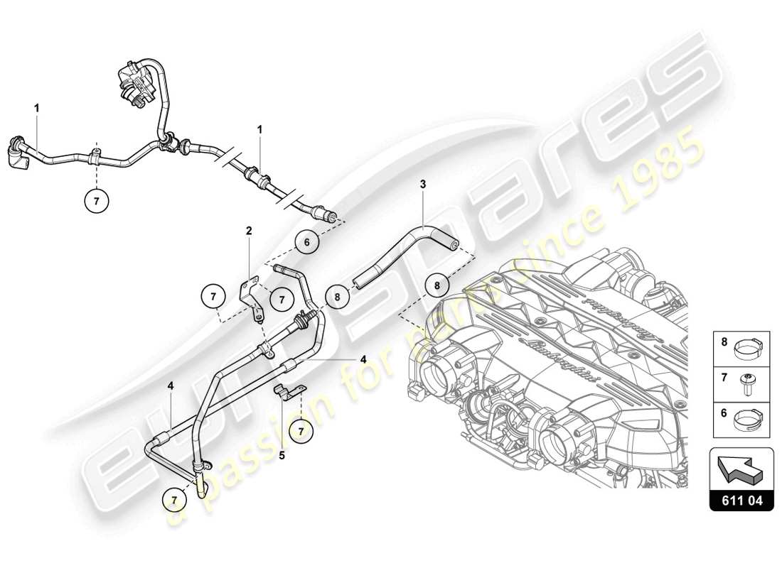 Lamborghini LP720-4 Coupe 50 (2014) VACUUM HOSES Part Diagram