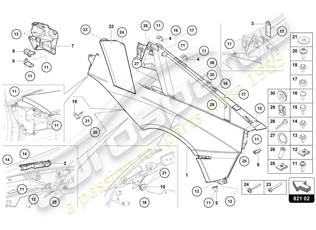 Lamborghini LP720-4 Coupe 50 (2014) WING PROTECTOR Part Diagram
