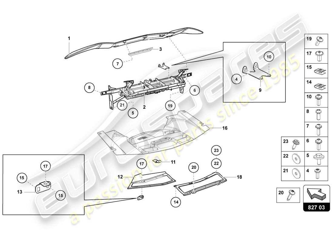 Lamborghini LP720-4 Coupe 50 (2014) REAR SPOILER Part Diagram