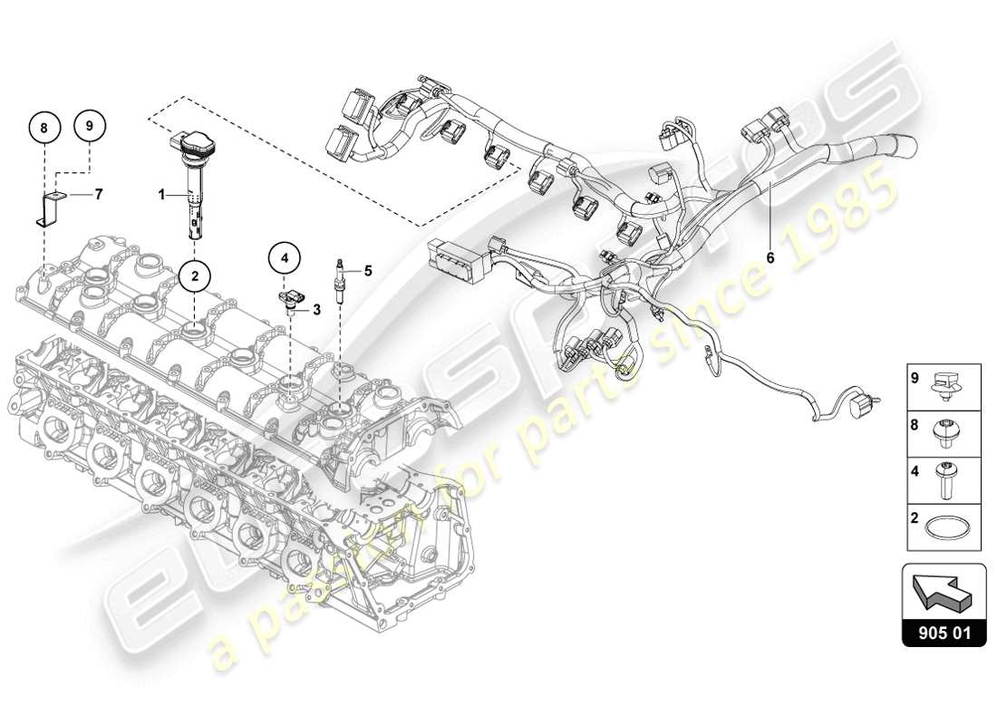 Lamborghini LP720-4 Coupe 50 (2014) IGNITION SYSTEM Parts Diagram
