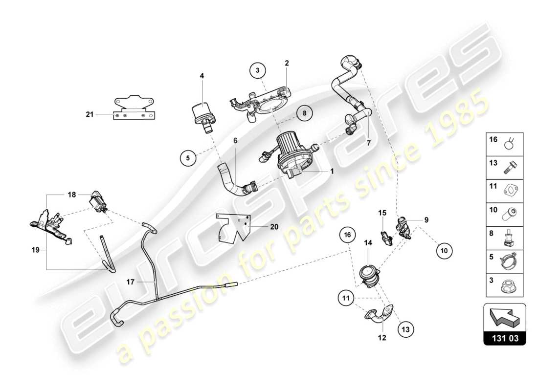 Lamborghini Evo Coupe 2WD (2020) Secondary Air Pump Part Diagram
