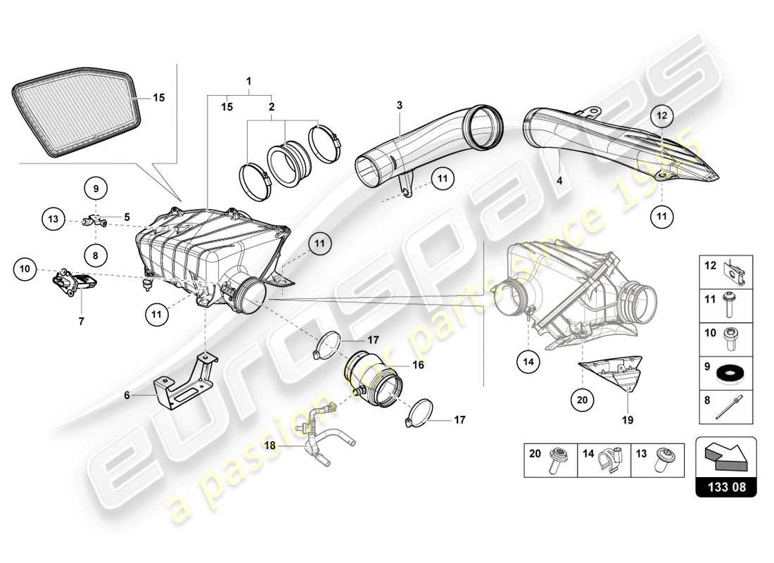 Lamborghini Evo Coupe 2WD (2020) AIR FILTER HOUSING Part Diagram