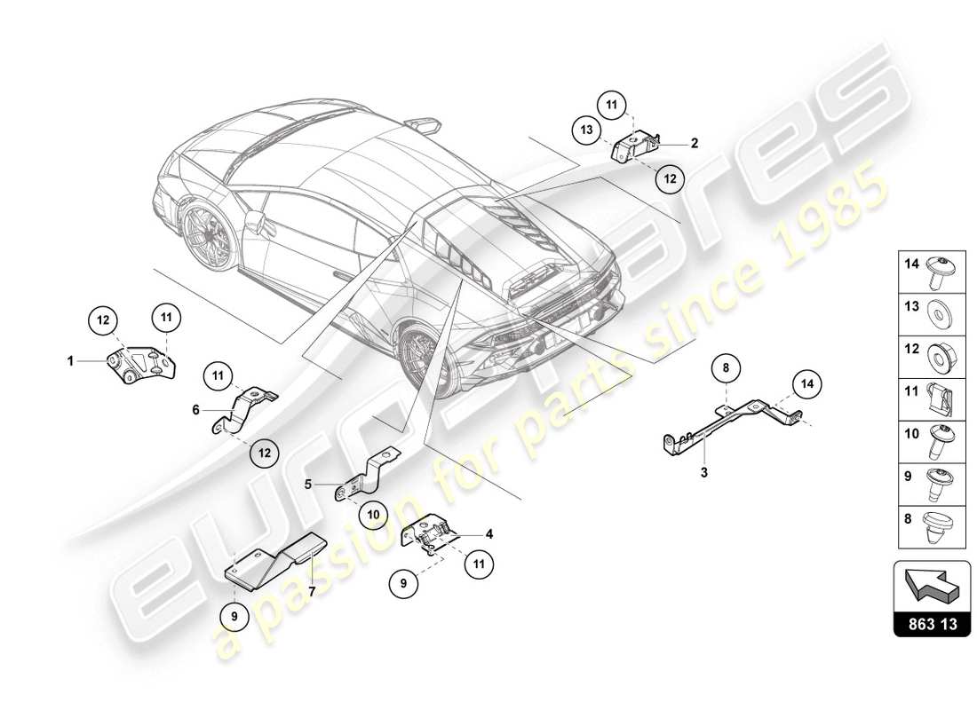 Lamborghini Evo Coupe 2WD (2020) SECURING PARTS FOR ENGINE Part Diagram