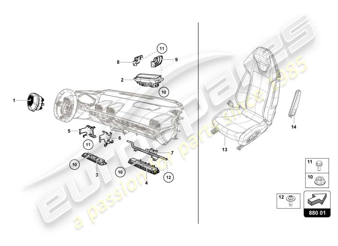 Lamborghini Evo Coupe 2WD (2020) AIRBAG Part Diagram