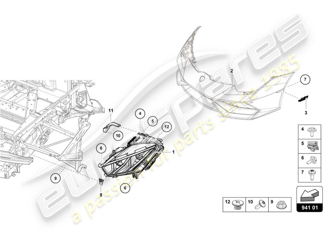 Lamborghini Evo Coupe 2WD (2020) LED HEADLIGHT Part Diagram