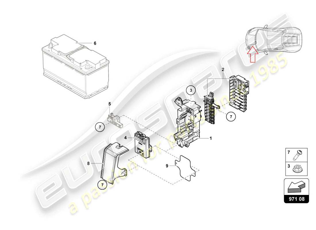 Lamborghini Evo Coupe 2WD (2020) FUSE BOX Part Diagram