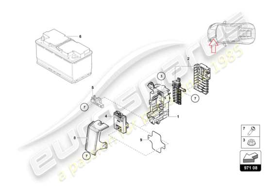 a part diagram from the Lamborghini Evo Spyder (2020) parts catalogue