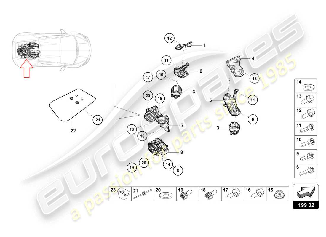 Lamborghini LP610-4 COUPE (2015) SECURING PARTS FOR ENGINE Parts Diagram