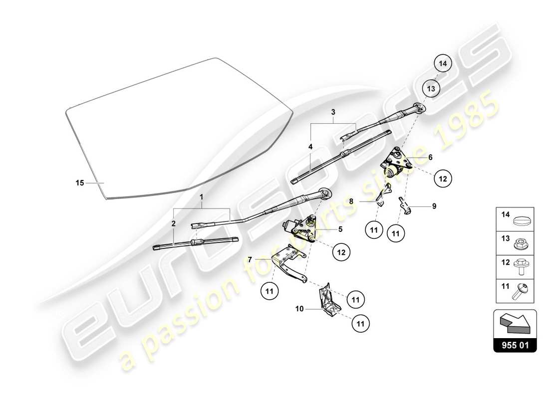 Lamborghini LP610-4 COUPE (2015) WINDSHIELD WIPER Parts Diagram