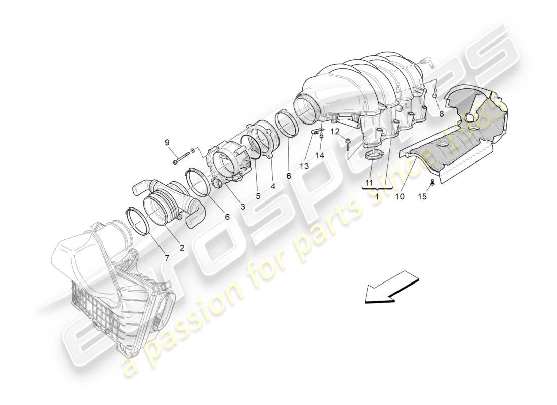Maserati GranTurismo (2011) intake manifold and throttle body Part Diagram