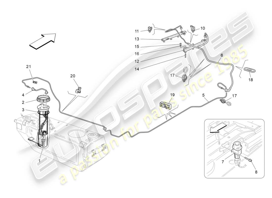 Maserati GranTurismo (2011) fuel pumps and connection lines Part Diagram