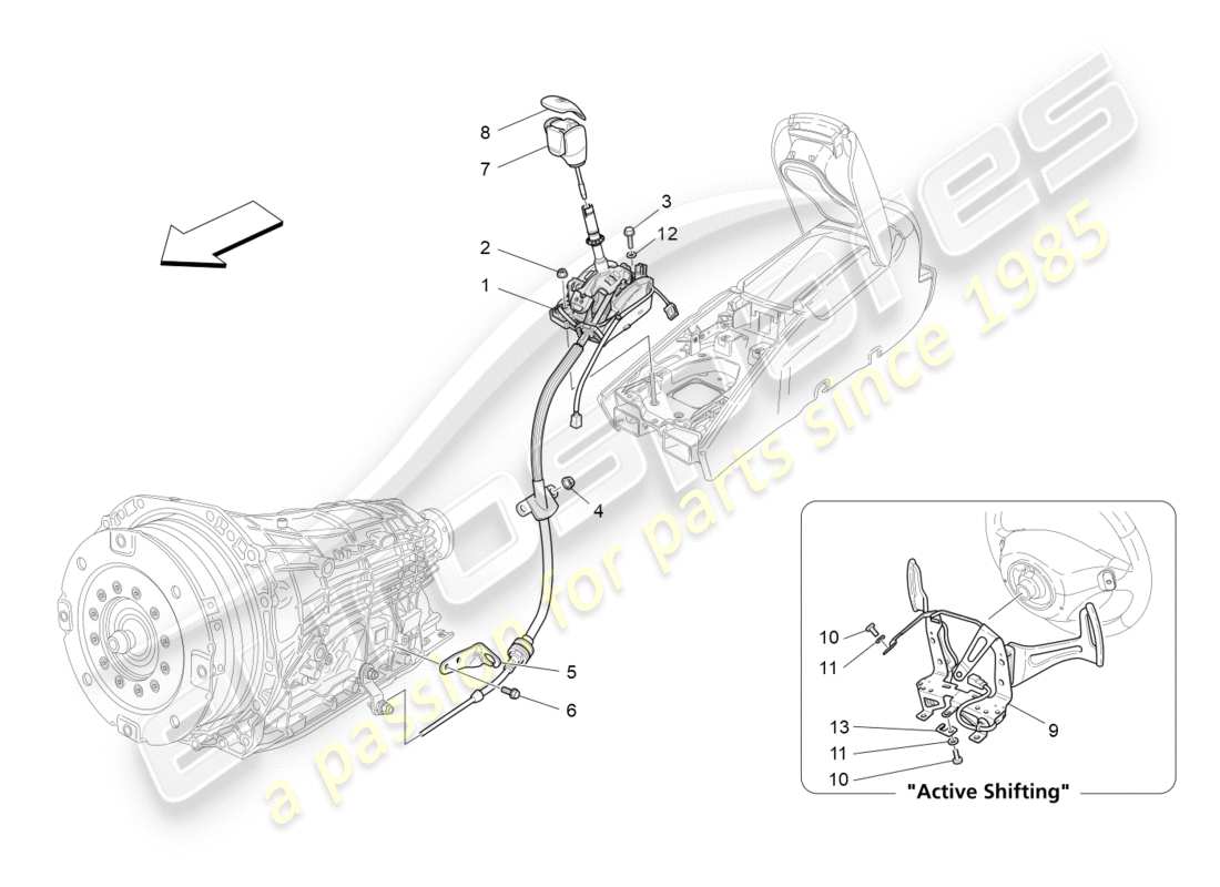 Maserati GranTurismo (2011) driver controls for automatic gearbox Part Diagram