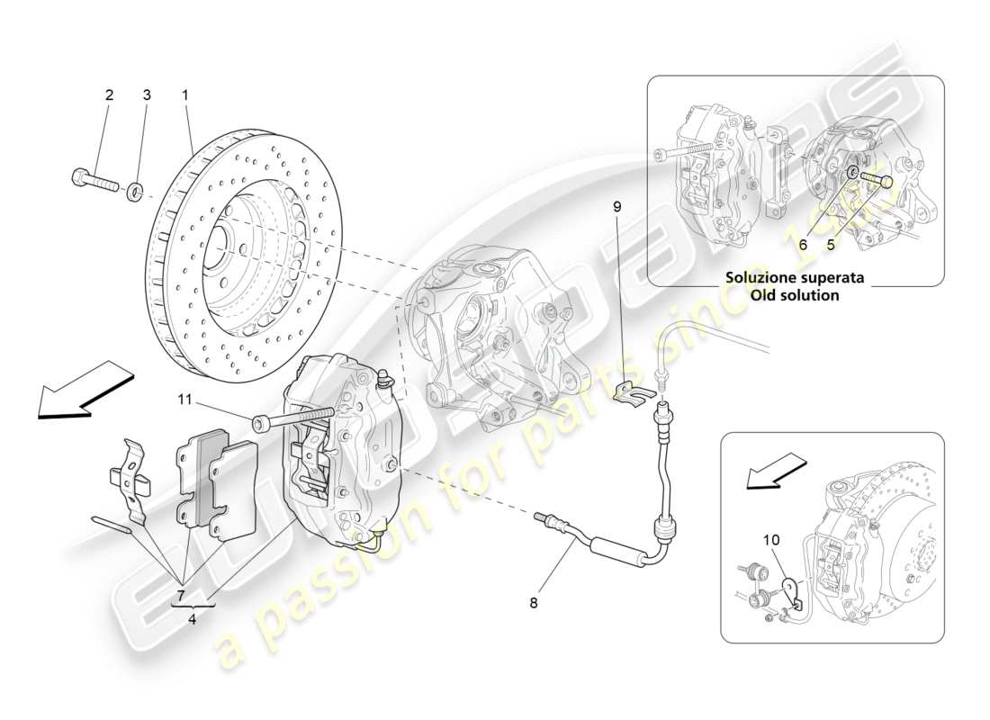 Maserati GranTurismo (2011) braking devices on rear wheels Part Diagram