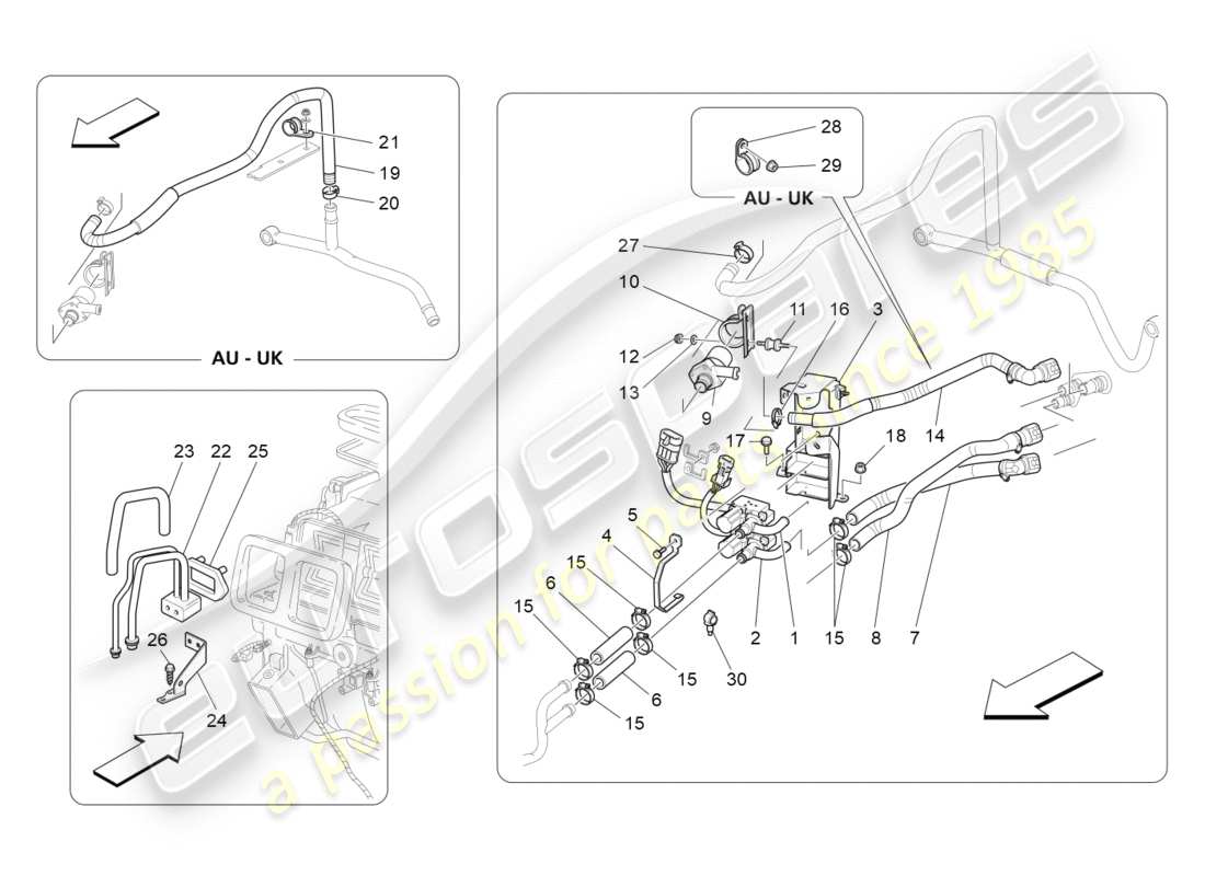 Maserati GranTurismo (2011) a/c unit: engine compartment devices Part Diagram