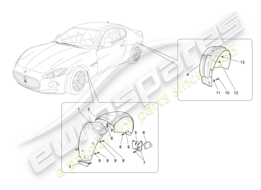 Maserati GranTurismo (2011) WHEELHOUSE AND LIDS Part Diagram