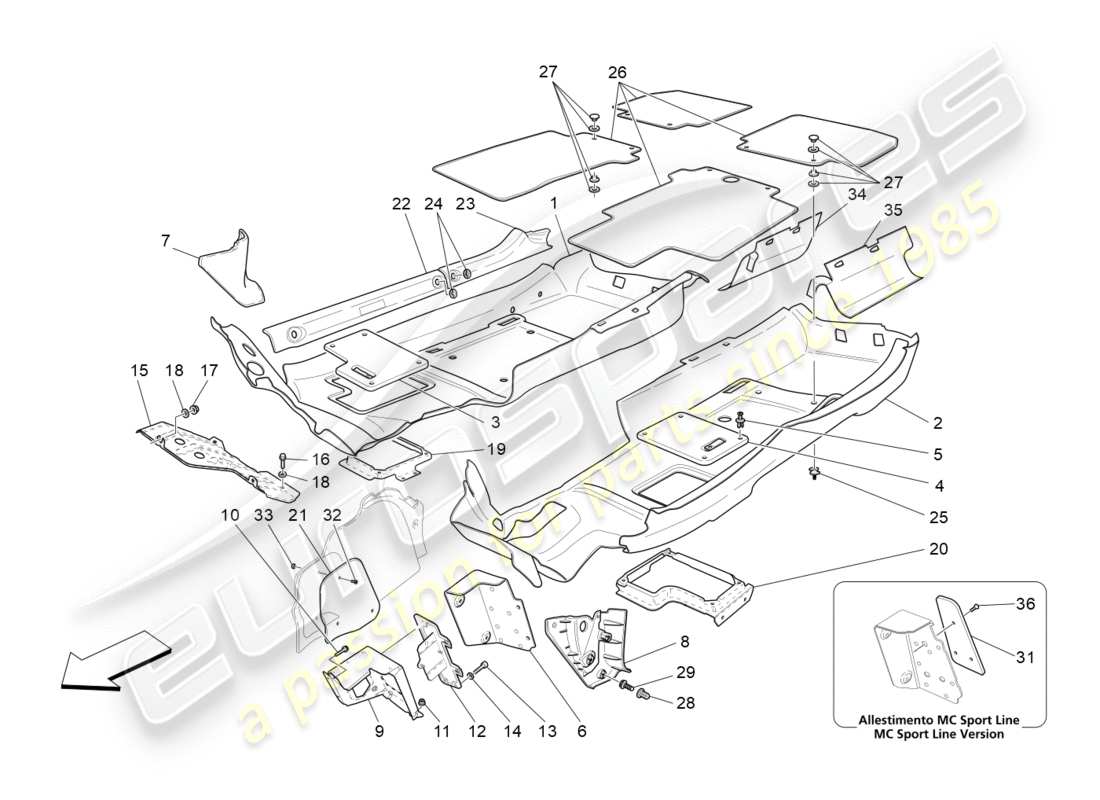 Maserati GranTurismo (2011) PASSENGER COMPARTMENT MATS Part Diagram