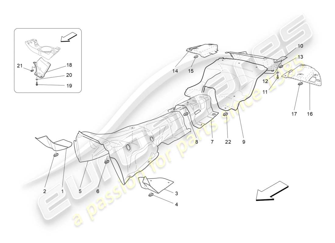 Maserati GranTurismo (2011) thermal insulating panels Part Diagram
