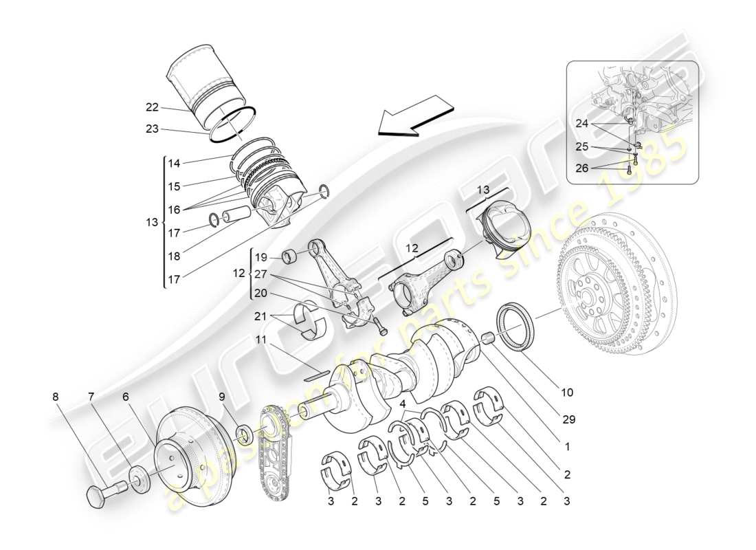 Maserati GranTurismo (2012) crank mechanism Part Diagram