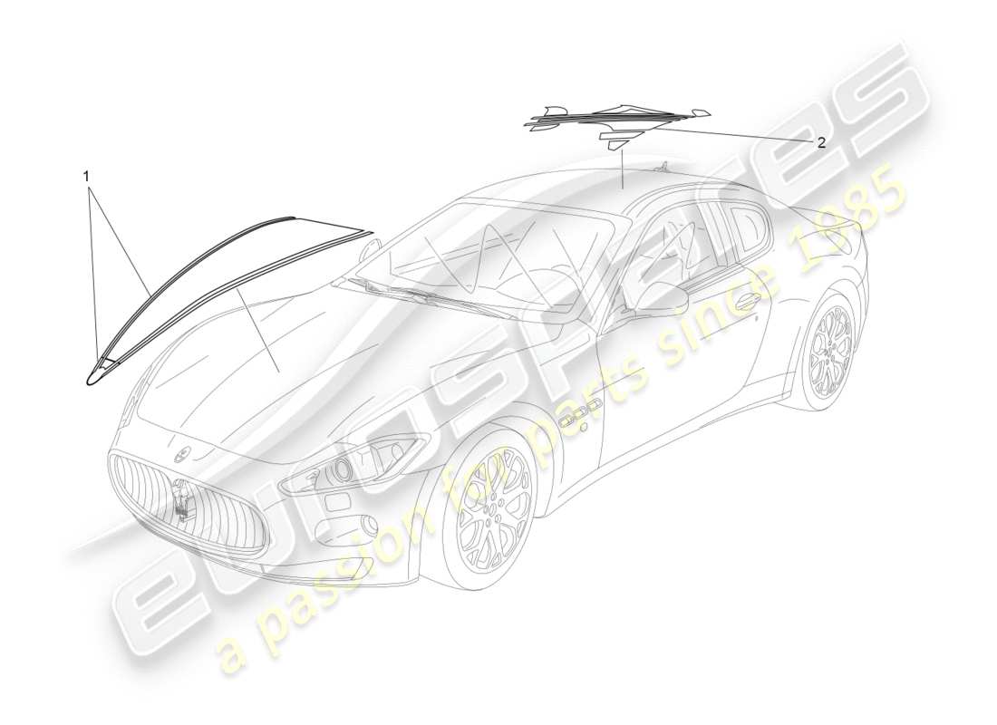 Maserati GranTurismo (2016) shields, trims and covering panels Part Diagram