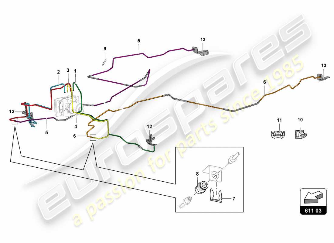 Lamborghini Centenario Coupe (2017) BRAKE SERVO, PIPES AND VACUUM SYSTEM Part Diagram