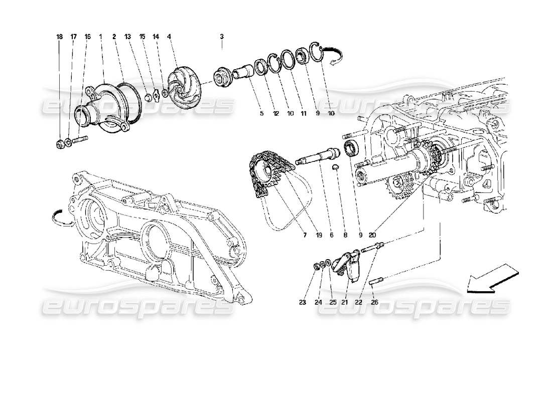 Ferrari 512 M WATER PUMP Parts Diagram