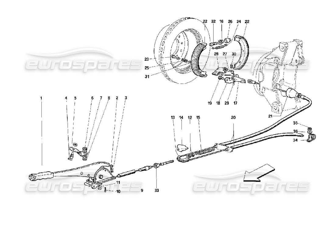 Ferrari 512 M Hand - Brake Control Parts Diagram