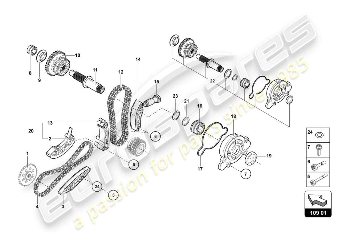 Lamborghini LP700-4 ROADSTER (2017) TIMING CHAIN Part Diagram