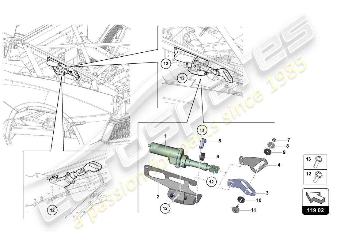 Lamborghini LP700-4 ROADSTER (2017) MOTOR FOR WIND DEFLECTOR Part Diagram