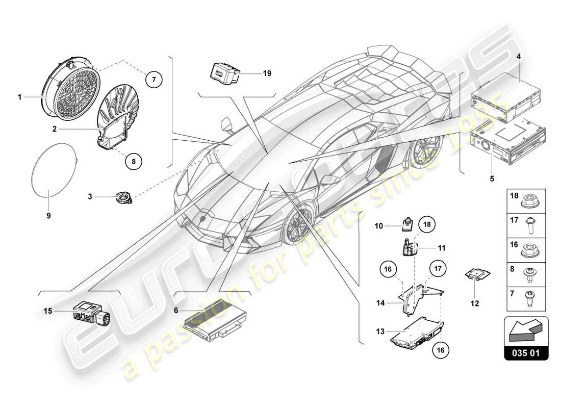 Lamborghini LP740-4 S ROADSTER (2018) radio unit Part Diagram