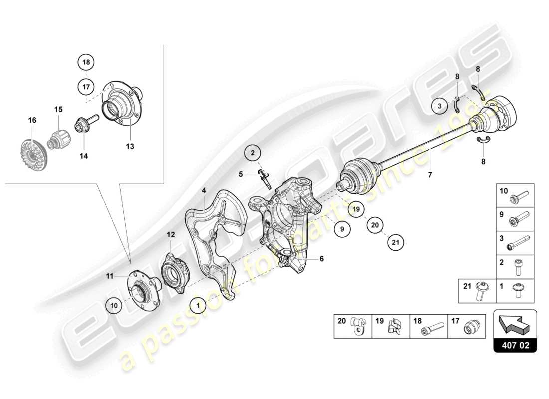 Lamborghini LP740-4 S ROADSTER (2018) DRIVE SHAFT FRONT Part Diagram