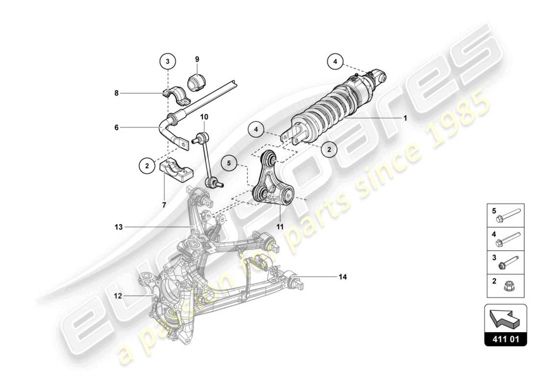 Lamborghini LP740-4 S ROADSTER (2018) SHOCK ABSORBERS FRONT Part Diagram